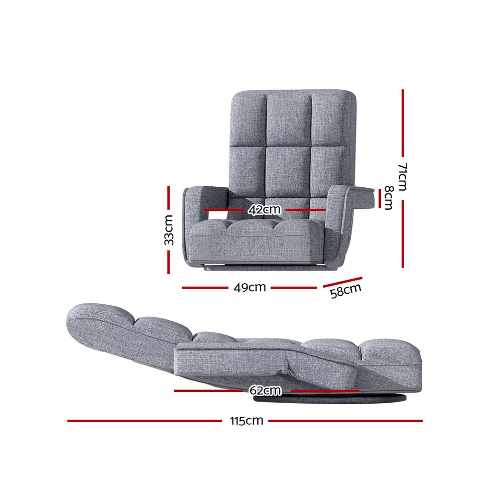 Artiss Floor Lounge Sofa Bed Swivel Grey