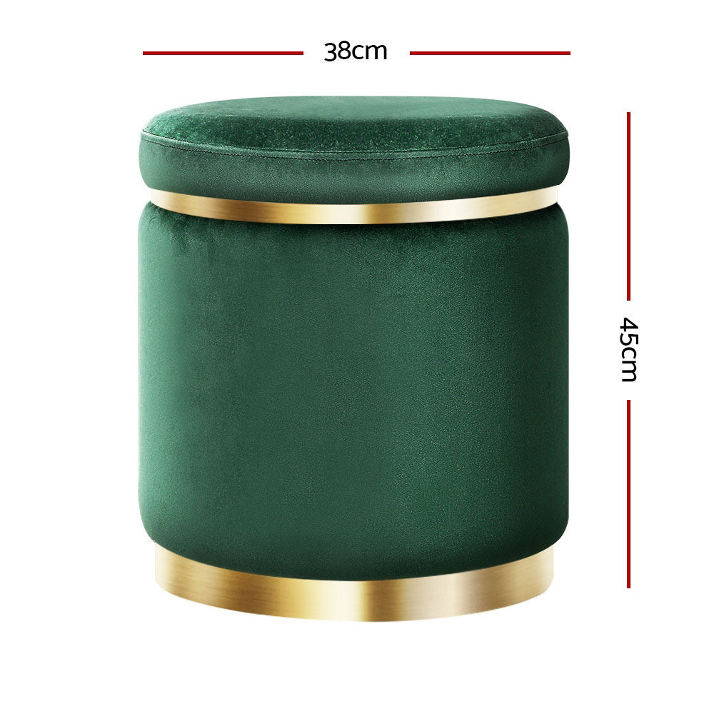 Artiss Ottoman Foot Stool Round Velvet Green