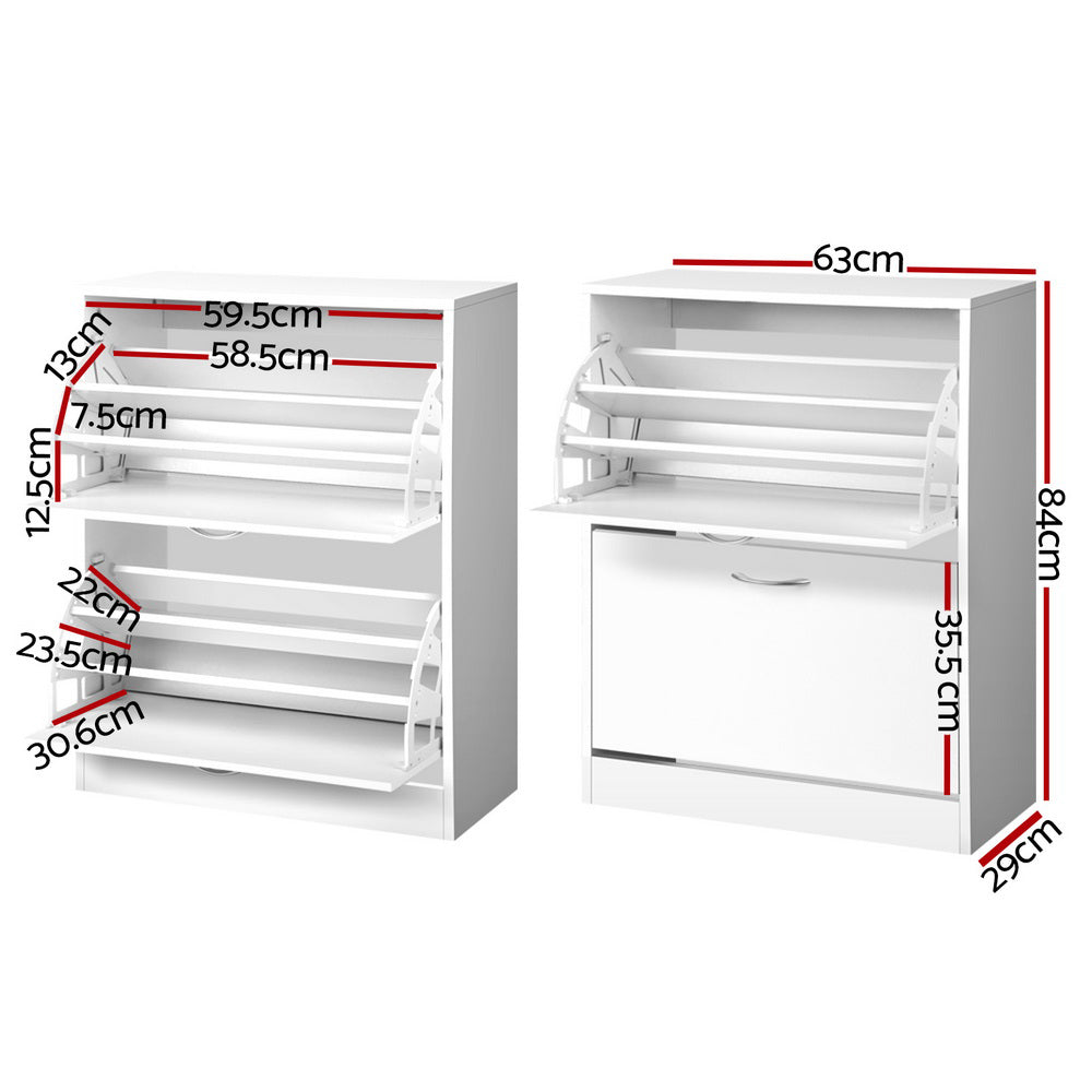 Artiss Shoe Rack Cabinet 24 Pairs Adjustable Shelves White Iris