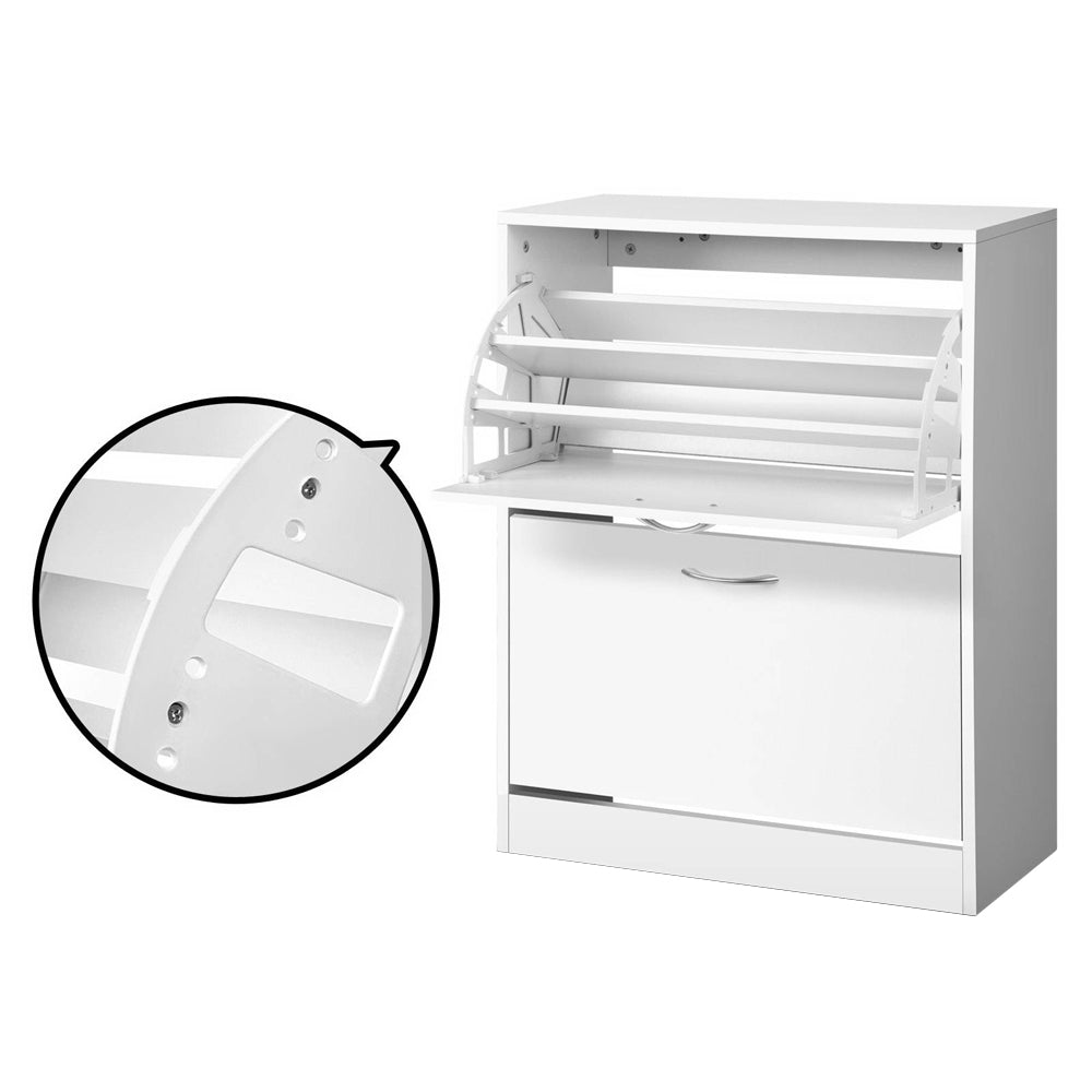 Artiss Shoe Rack Cabinet 24 Pairs Adjustable Shelves White Iris