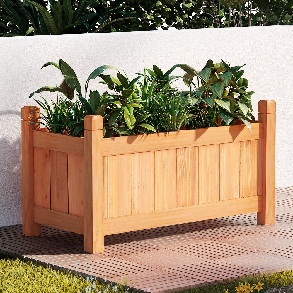 Green Fingers Garden Bed 60x30x33cm Wooden Planter Box Raised Container Growing