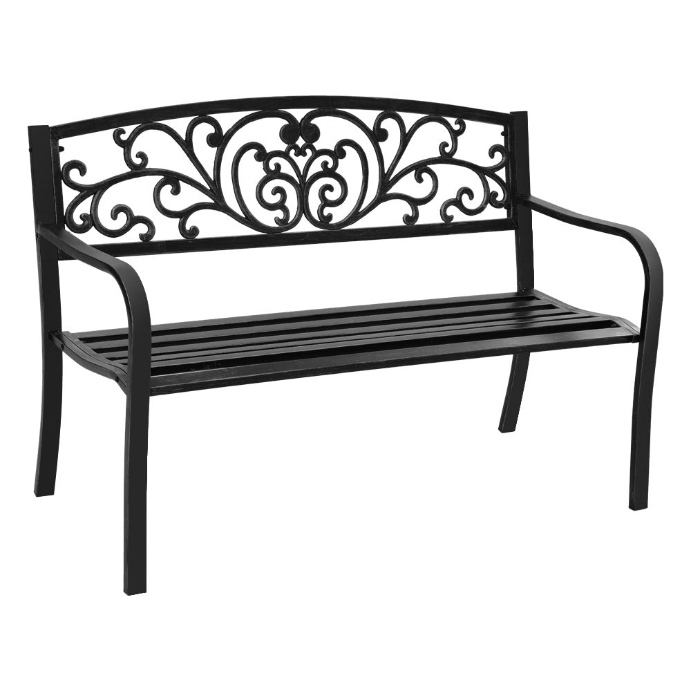 Gardeon Outdoor Garden Bench Seat Steel Outdoor Furniture 3 Seater Park Black