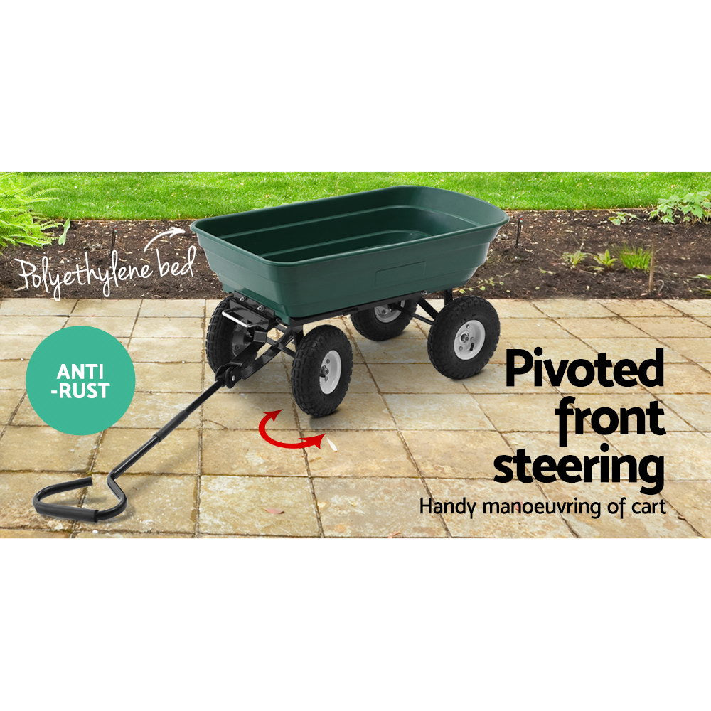 Gardeon Garden Cart Dump 270kg Hand Trailer Trolley Wagon Wheelbarrow Pull 75L