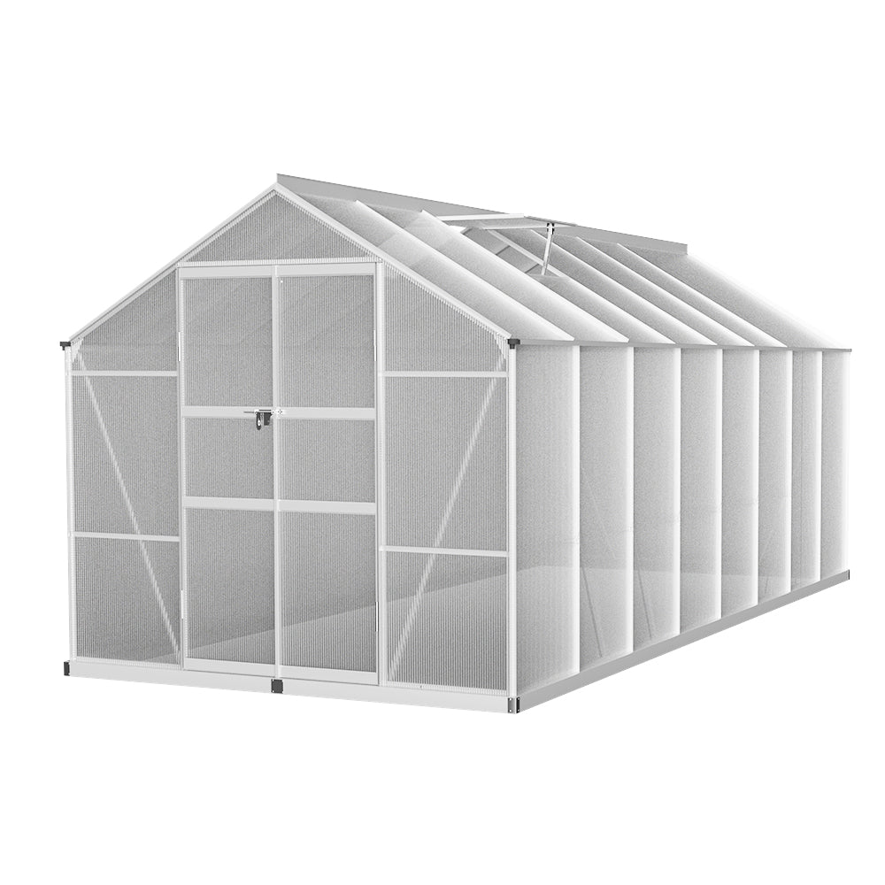 Greenfingers Greenhouse 4.7x2.5x2.26M Double Doors Aluminium Green House Garden Shed