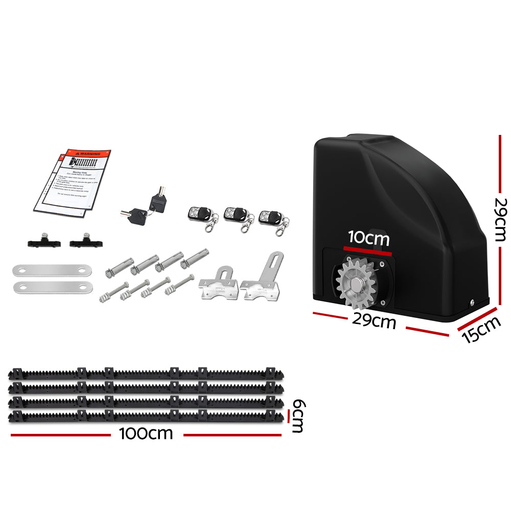 Lockmaster Automatic Sliding Gate Opener Kit 20W Solar Electric 4M 600KG