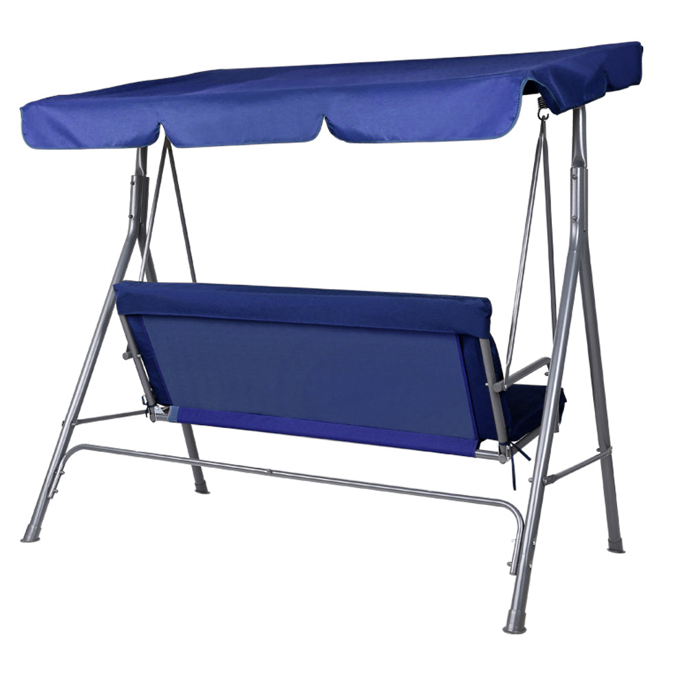 Gardeon Outdoor Swing Chair Garden Bench Furniture Canopy 3 Seater Navy