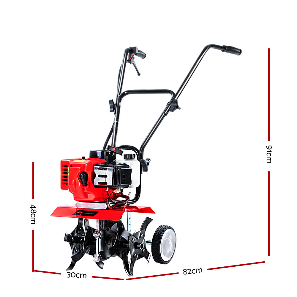 Giantz 72CC Tiller Garden Cultivator Rototiller 4 Blades Soil Plower Mini Rotary Hoe