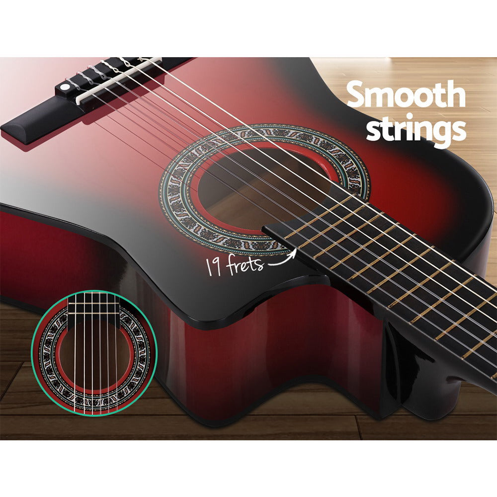 Alpha 34 Inch Classical Guitar Wooden Body Nylon String Beginner Kids Gift Red