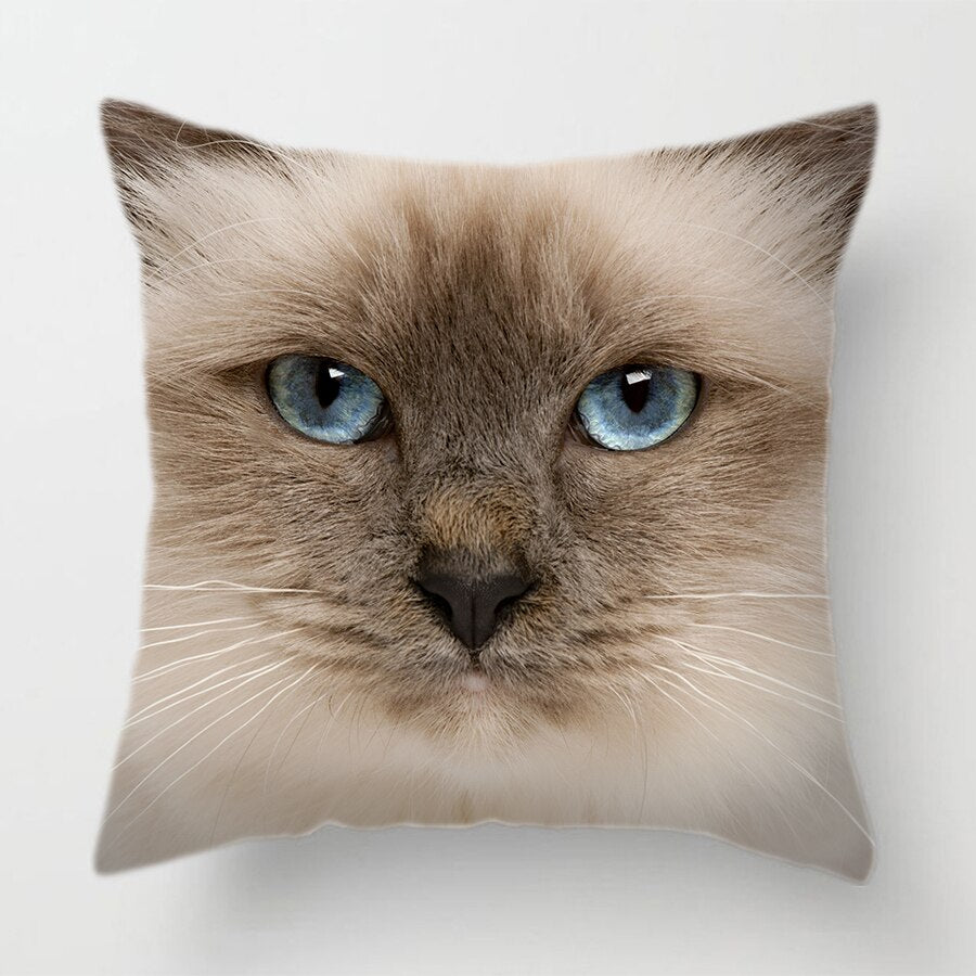 Cat Face Printed Decorative Cushion Cover 45X45CM (5)