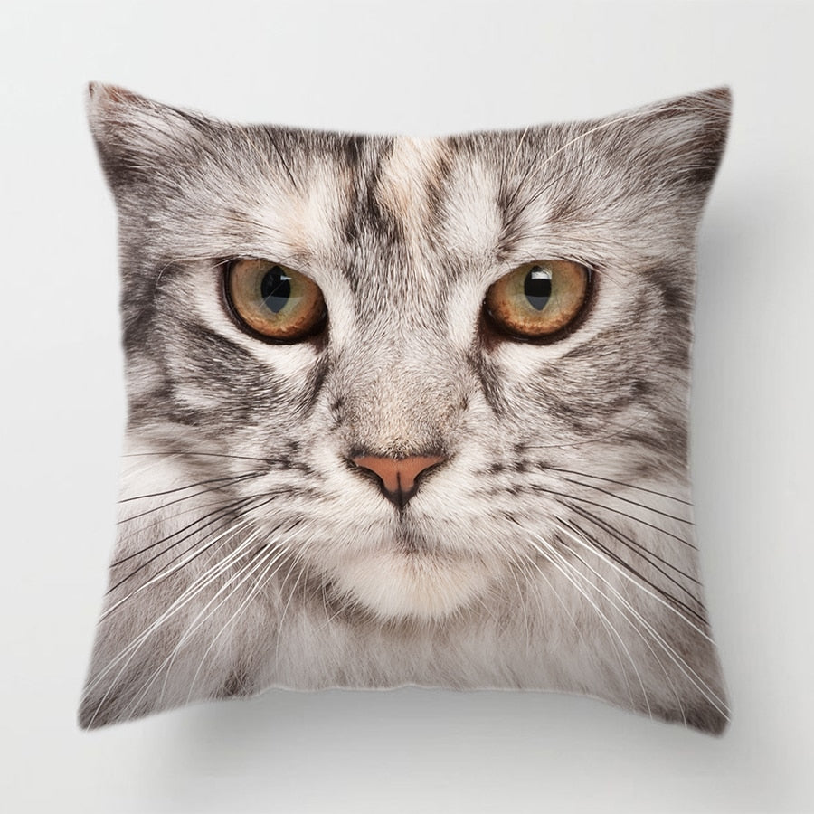 Cat Face Printed Decorative Cushion Cover 45X45CM (3)