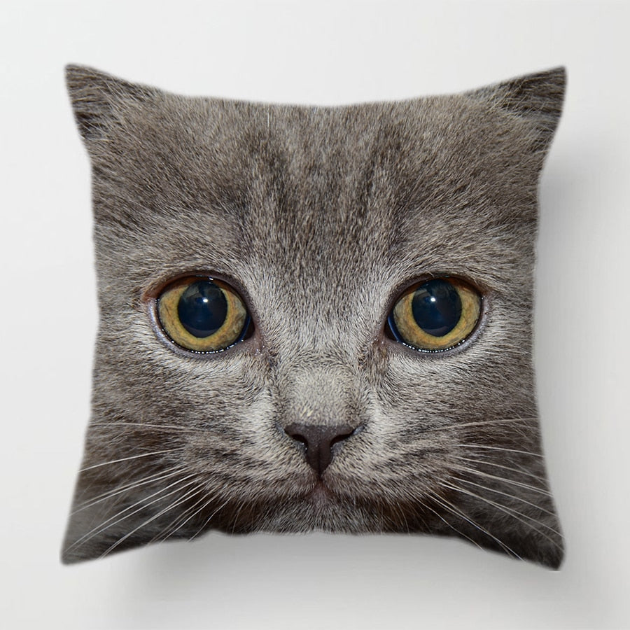 Cat Face Printed Decorative Cushion Cover (20)