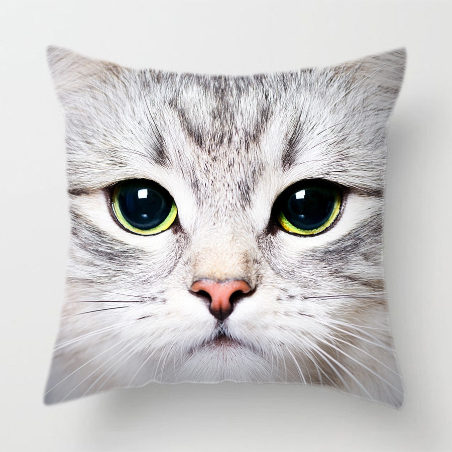 Cat Face Printed Decorative Cushion Cover 45X45CM (8)