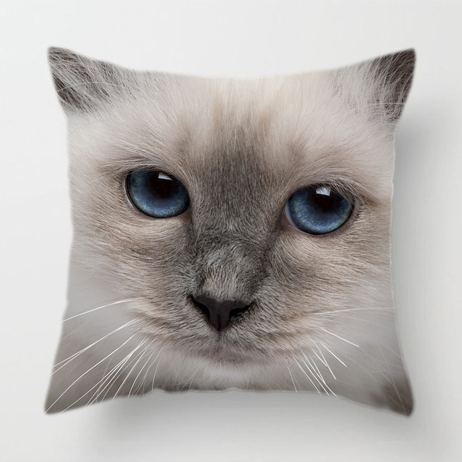 Cat Face Printed Decorative Cushion Cover 45X45CM (4)