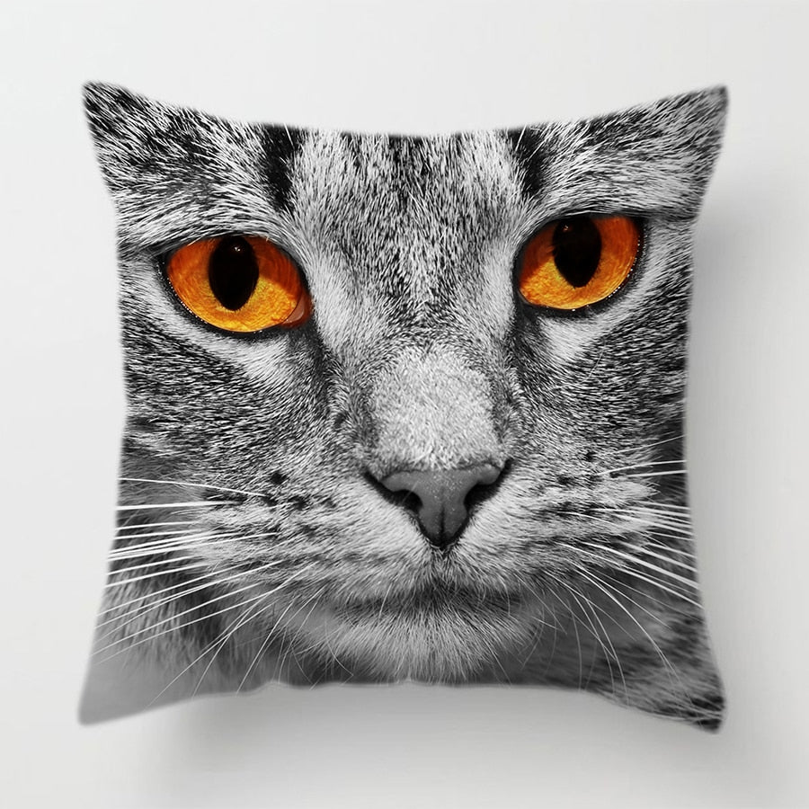 Cat Face Printed Decorative Cushion Cover 45X45CM (7)