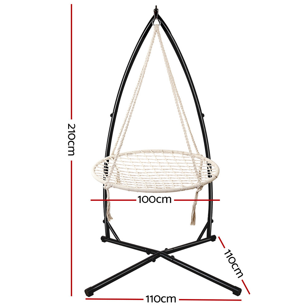 Gardeon Hammock Chair Nest Web Outdoor Swing with Steel Stand 100cm