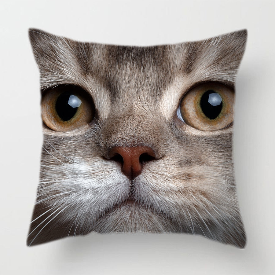 Cat Face Printed Decorative Cushion Cover 45X45CM (11)