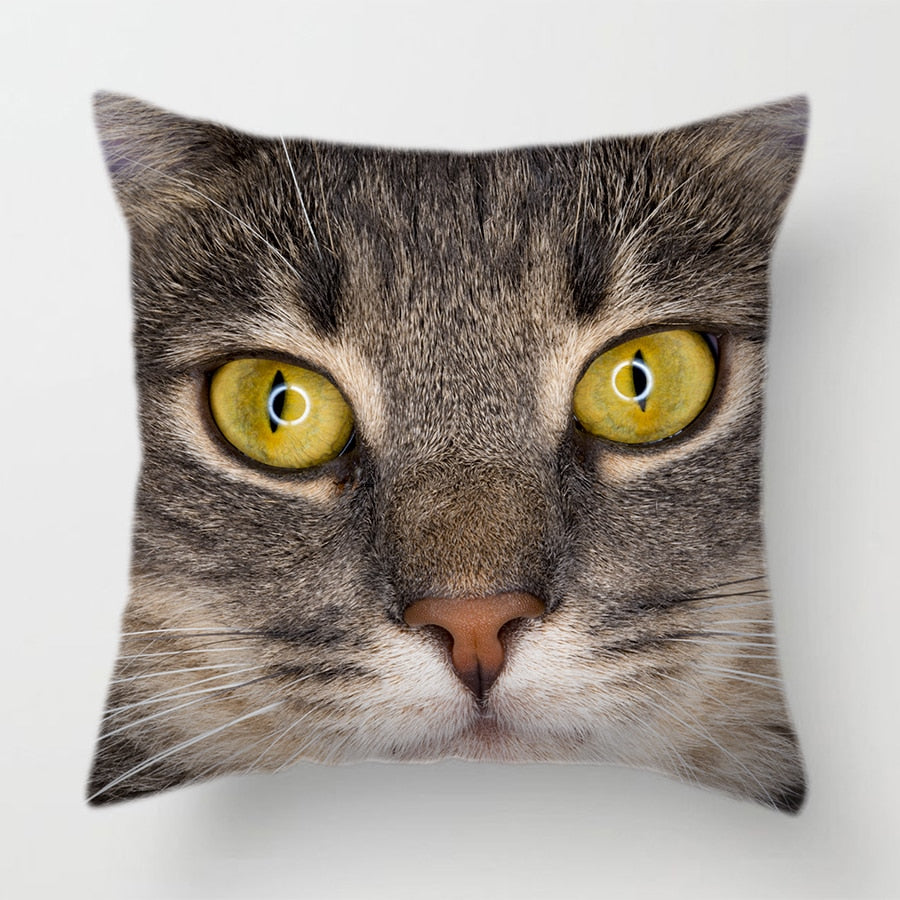 Cat Face Printed Decorative Cushion Cover (22)