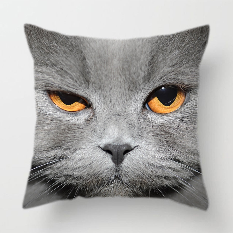 Cat Face Printed Decorative Cushion Cover (1)