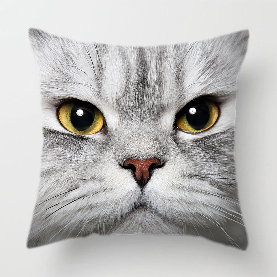 Cat Face Printed Decorative Cushion Cover 45X45CM (6)