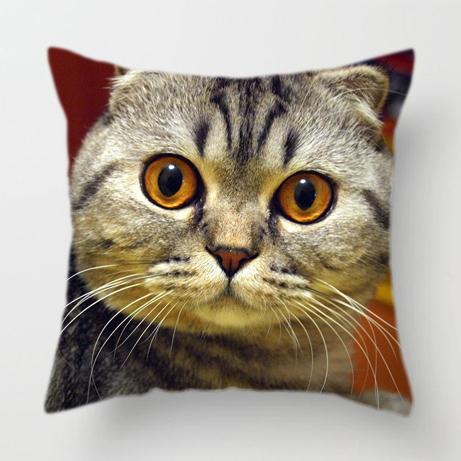 Cat Face Printed Decorative Cushion Cover 45X45CM (18)