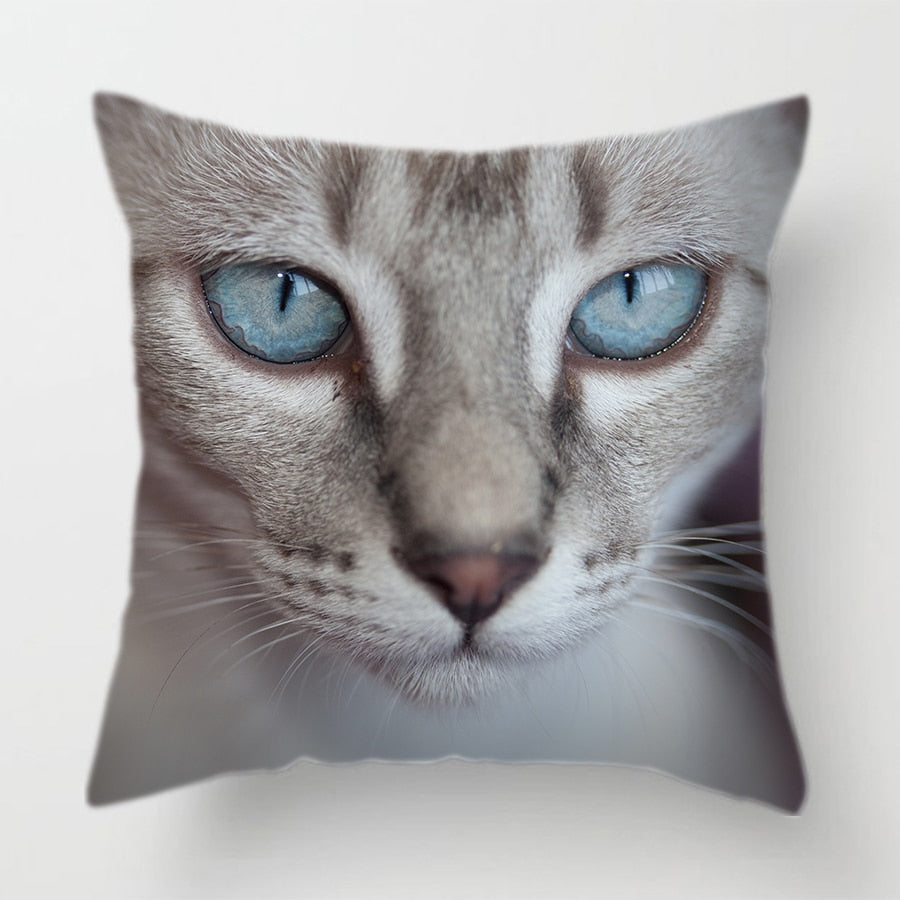 Cat Face Printed Decorative Cushion Cover 45X45CM (16)