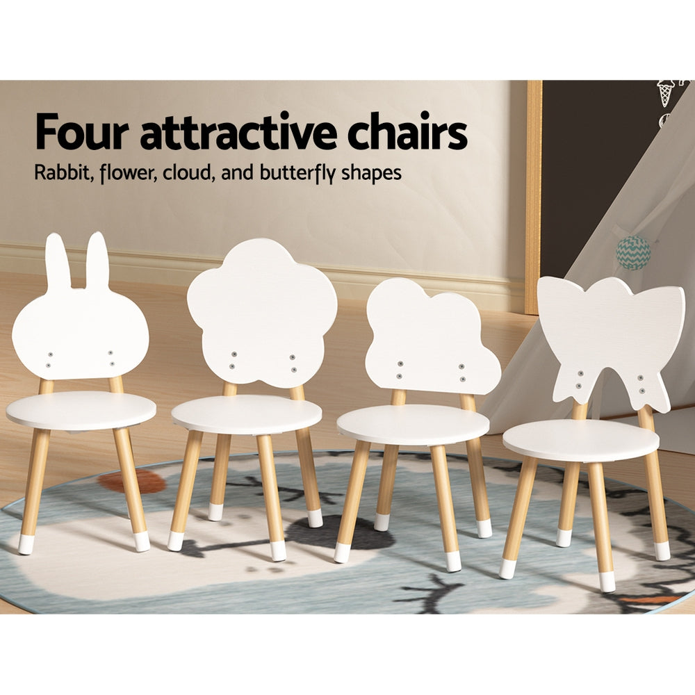 Keezi 5PCS Kids Table and Chairs Set Children Activity Study Play Desk White