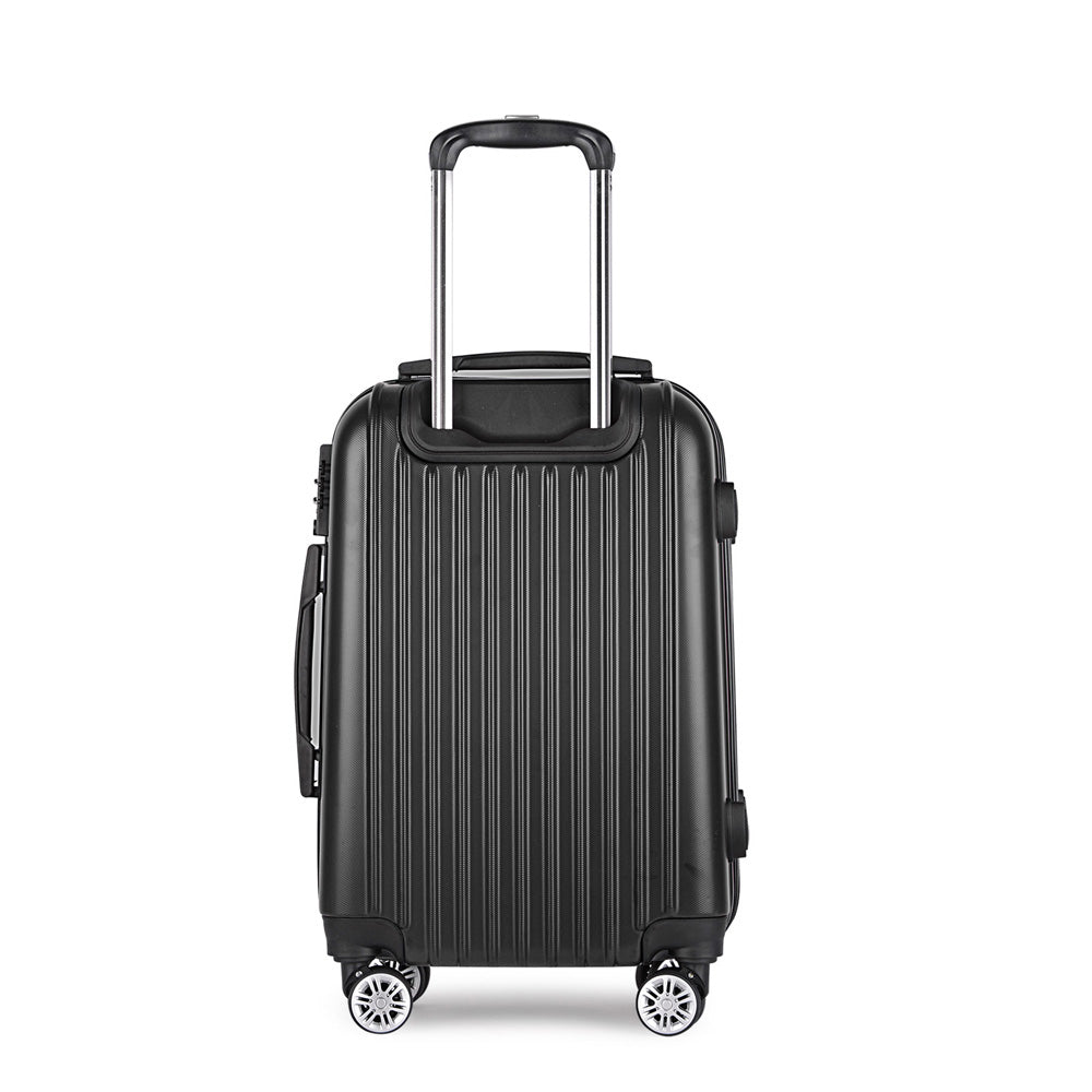 Wanderlite 28" 75cm Luggage Trolley Travel Set Suitcase Carry On Hard Case TSA Lock Lightweight Black