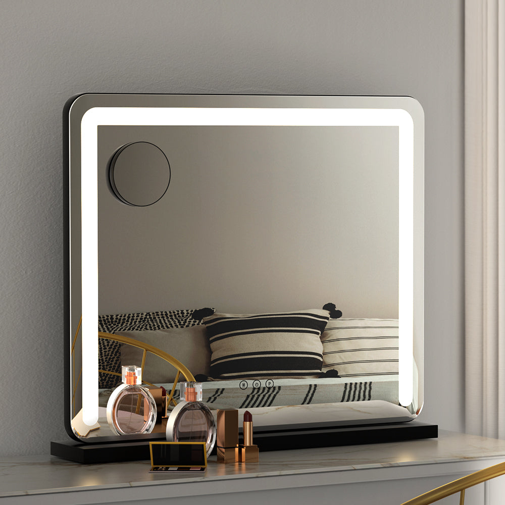 Embellir Makeup Mirror 60x50cm Hollywood Vanity with LED Light Tabletop Black