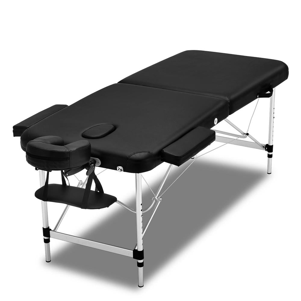 Zenses 2 Fold Portable Aluminium Table Massage Bed Beauty Therapy Black 55cm