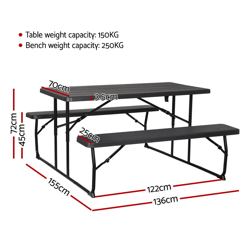 Gardeon 3 PCS Outdoor Furniture Dining Set Lounge Setting Patio HDPE Bench