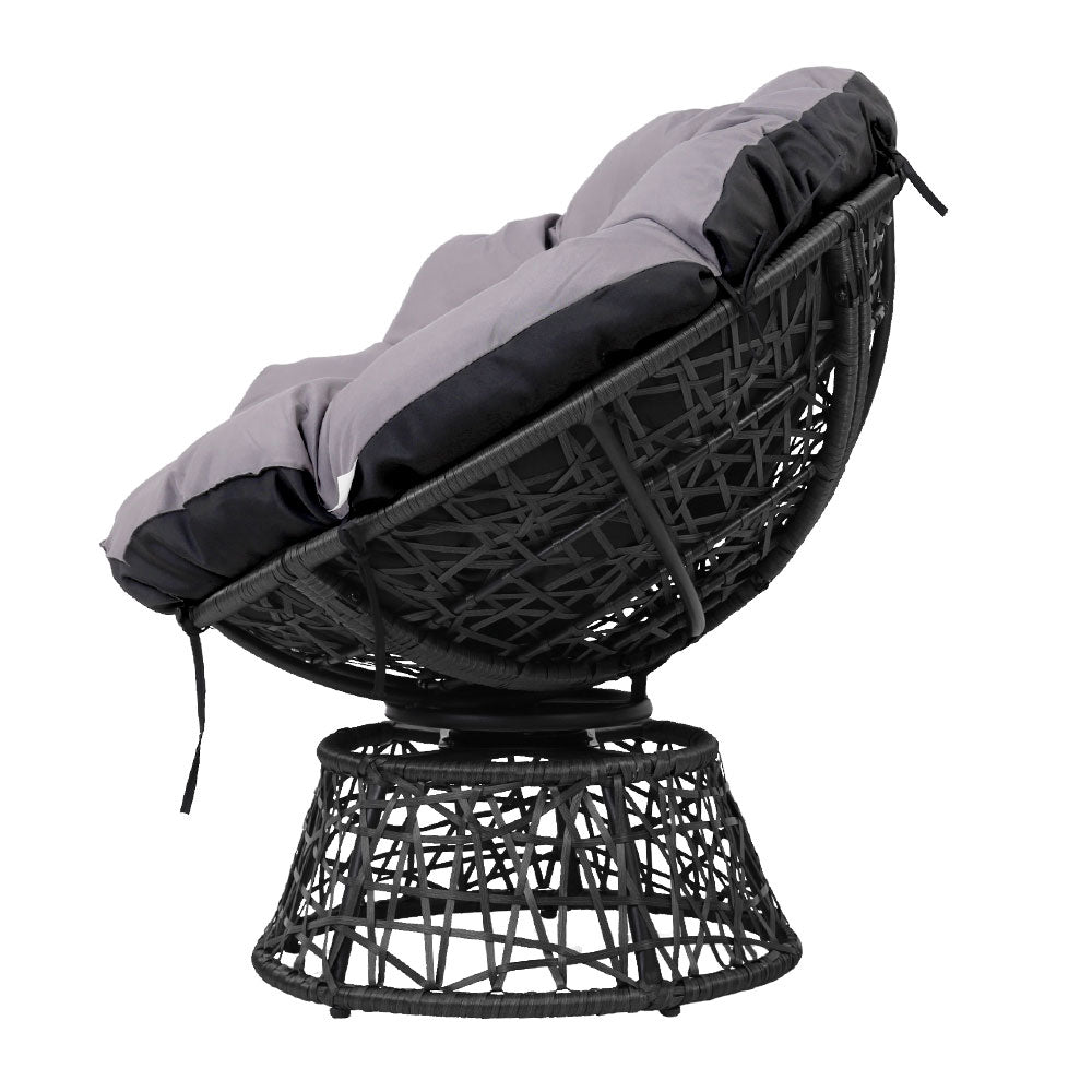 Gardeon Outdoor Chairs Outdoor Furniture Papasan Chair Wicker Patio Garden Black