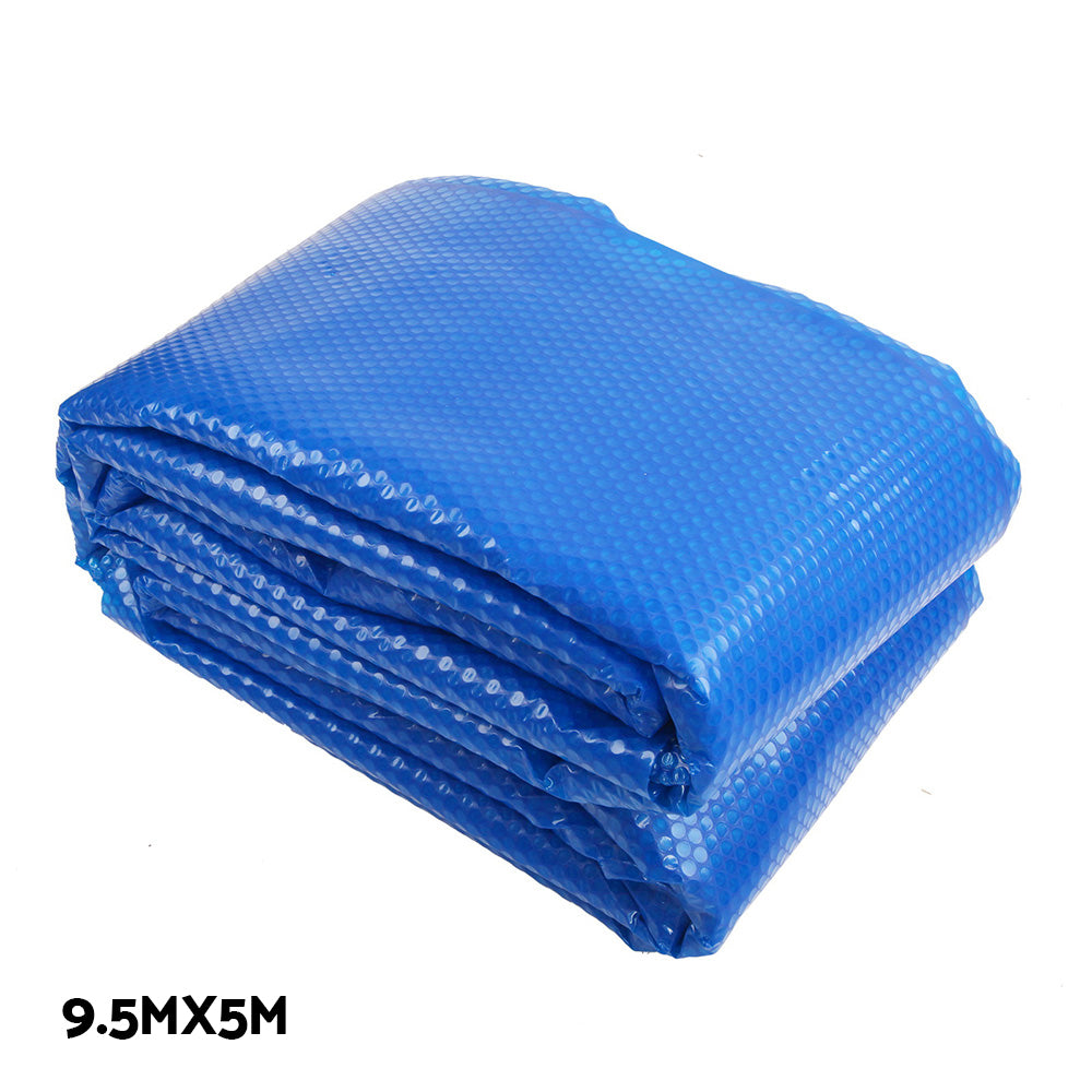 Aquabuddy Pool Cover 500 Micron 9.5x5m Silver Swimming Pool Solar Blanket 5.5m Blue Roller