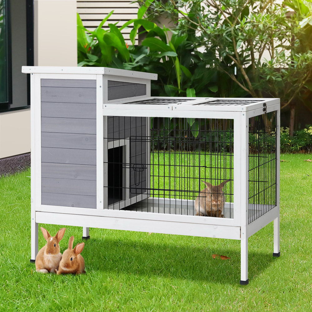 i.Pet Rabbit Hutch 97cm x 49cm x 86cm Chicken Coop Large Run Wooden Outdoor Cage House