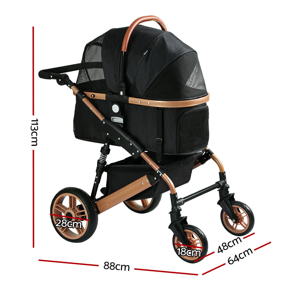 i.Pet Pet Stroller Dog Pram Large Cat Carrier Travel Foldable Pushchair 4 Wheels