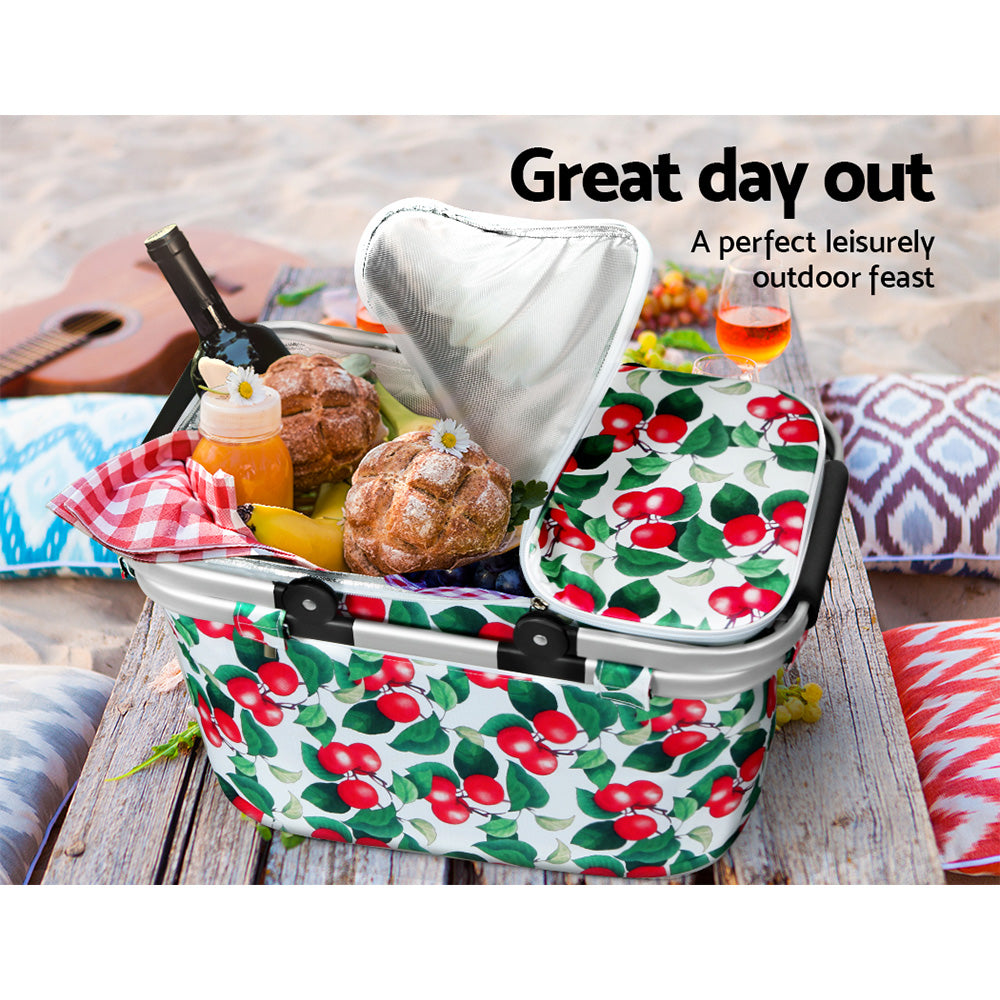 Alfresco Picnic Basket Folding Bag Hamper Insulated Food Cover Storage