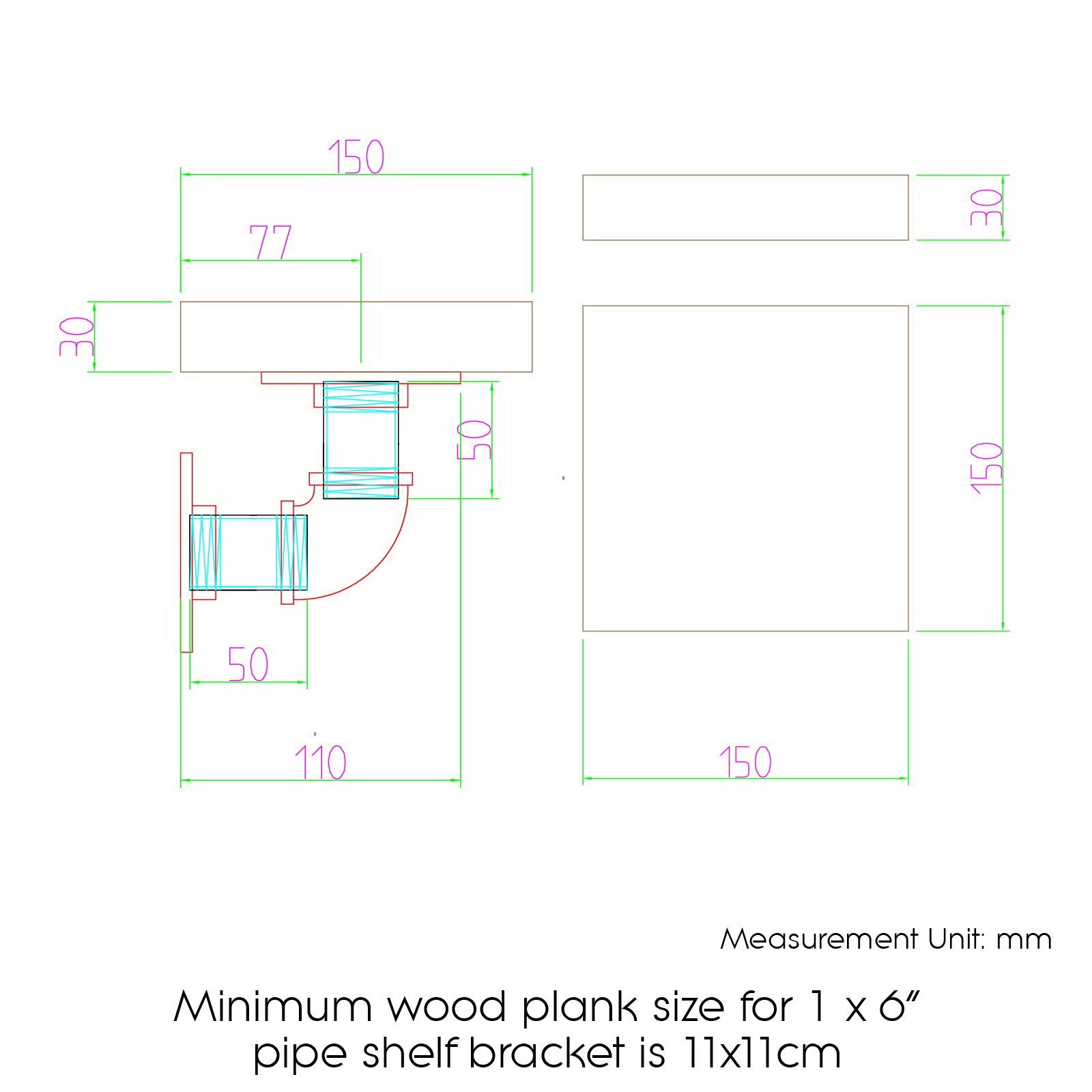 Artiss 8x Floating Pipe Shelf DIY Metal Wall Brackets