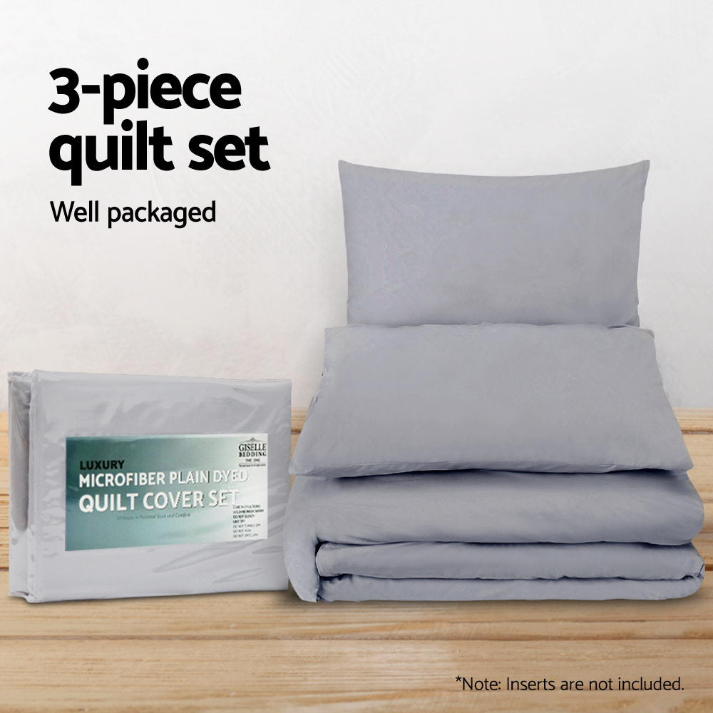 Giselle Bedding Quilt Cover Set Classic Grey Queen