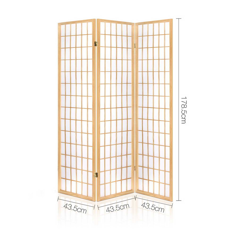 Artiss 3 Panel Room Divider Screen 131x179cm Natural