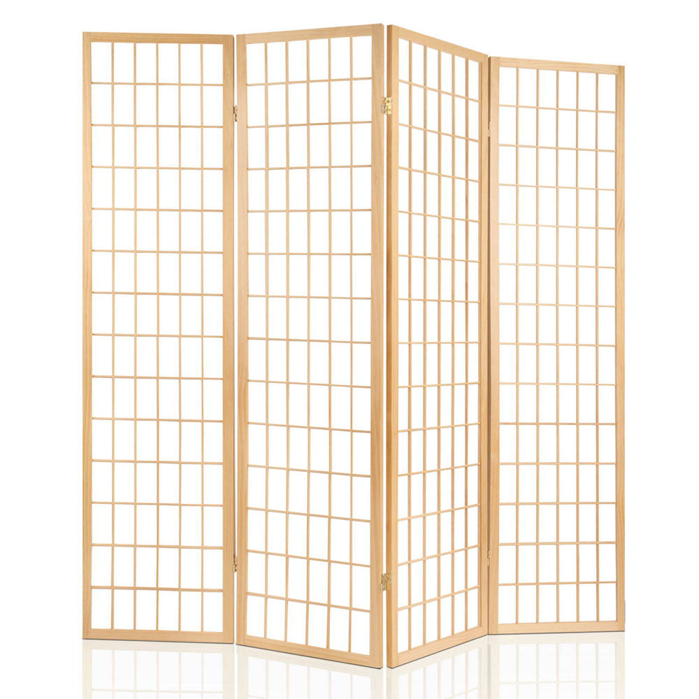 Artiss 4 Panel Room Divider Screen 174x179cm Natural