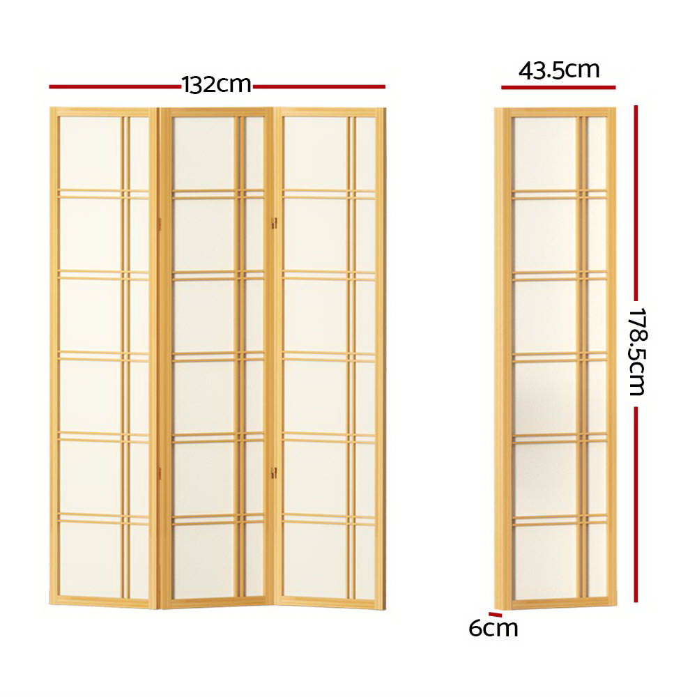 Artiss 3 Panel Room Divider Screen 132x179cm Nova Natural