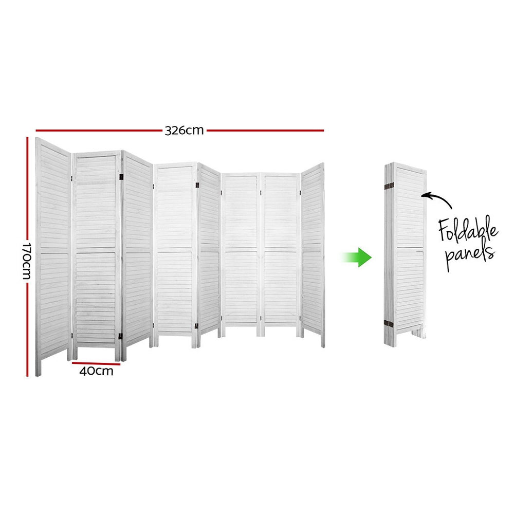 Artiss 8 Panel Room Divider Screen 326x170cm Louver White