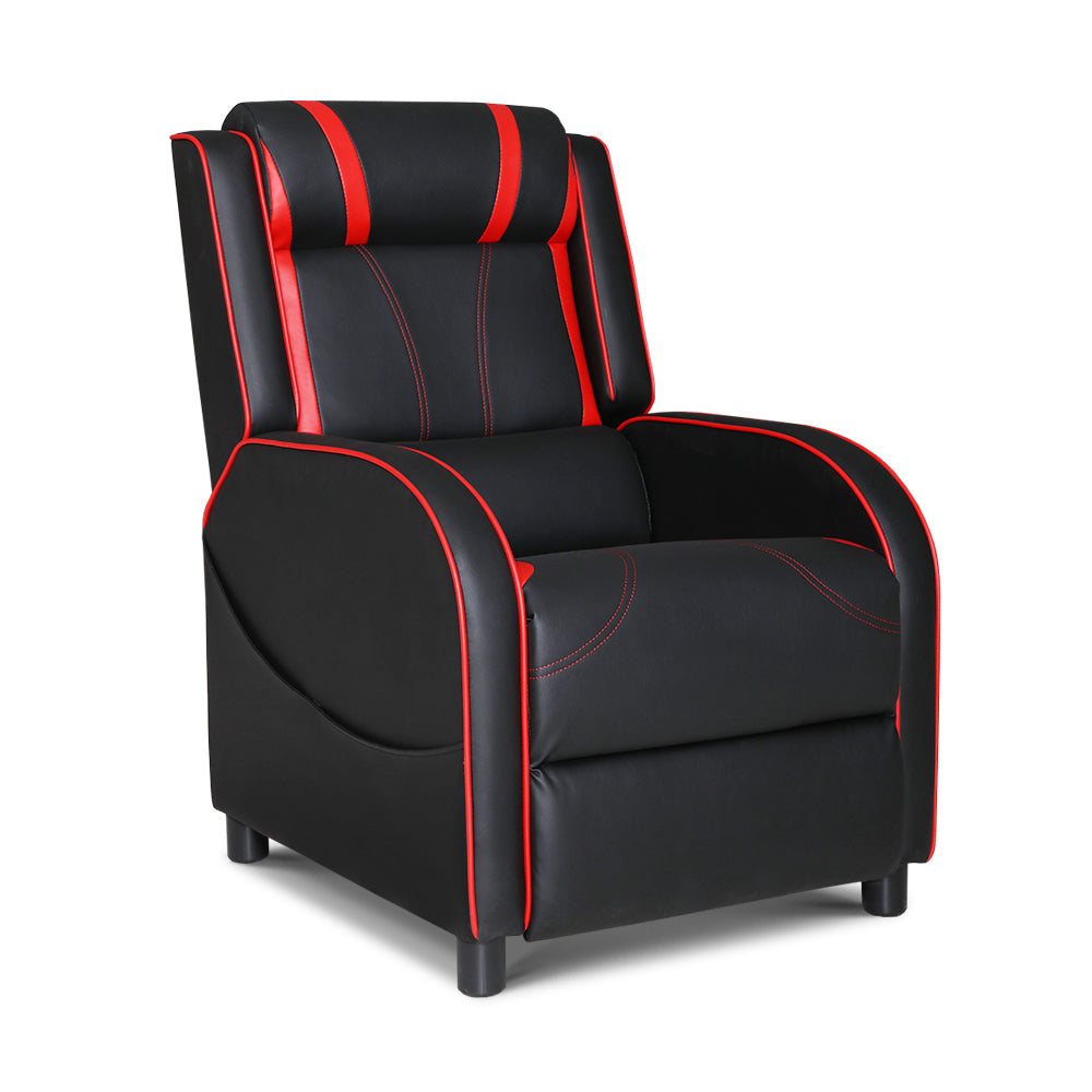 Artiss Recliner Chair Gaming Chair Leather Black Serik