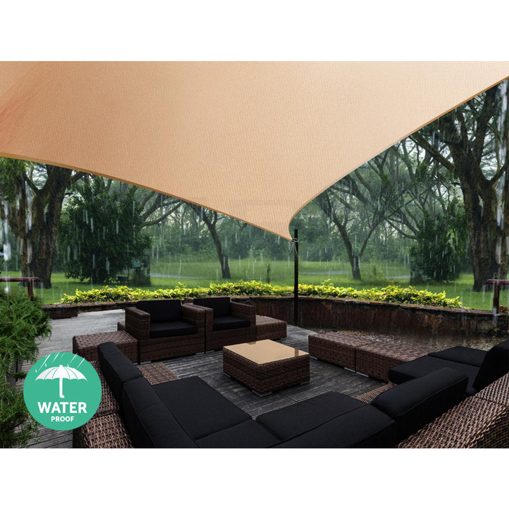 Instahut Waterproof Shade Sail 5x5x5m Rectangle Sand 95% Shade Cloth