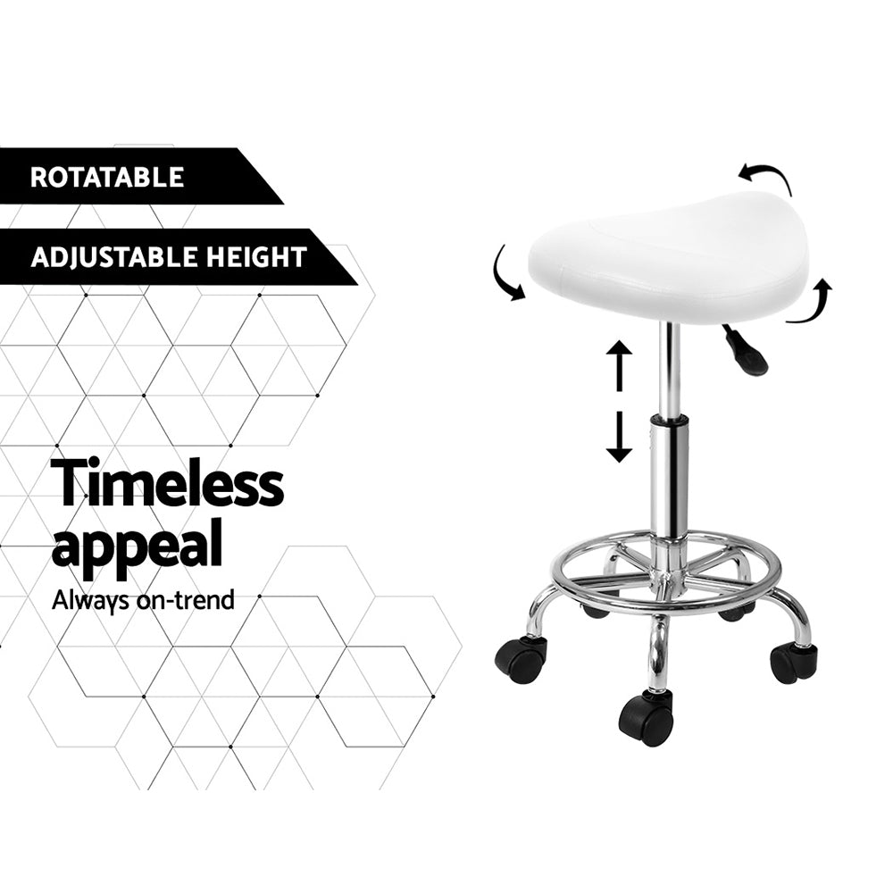 Artiss Salon Stool Saddle Swivel Chair White