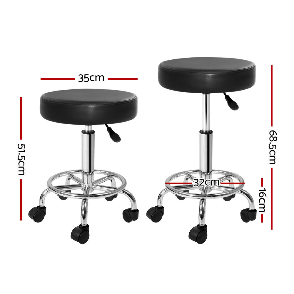 Artiss Salon Stool Round Swivel Chair Black