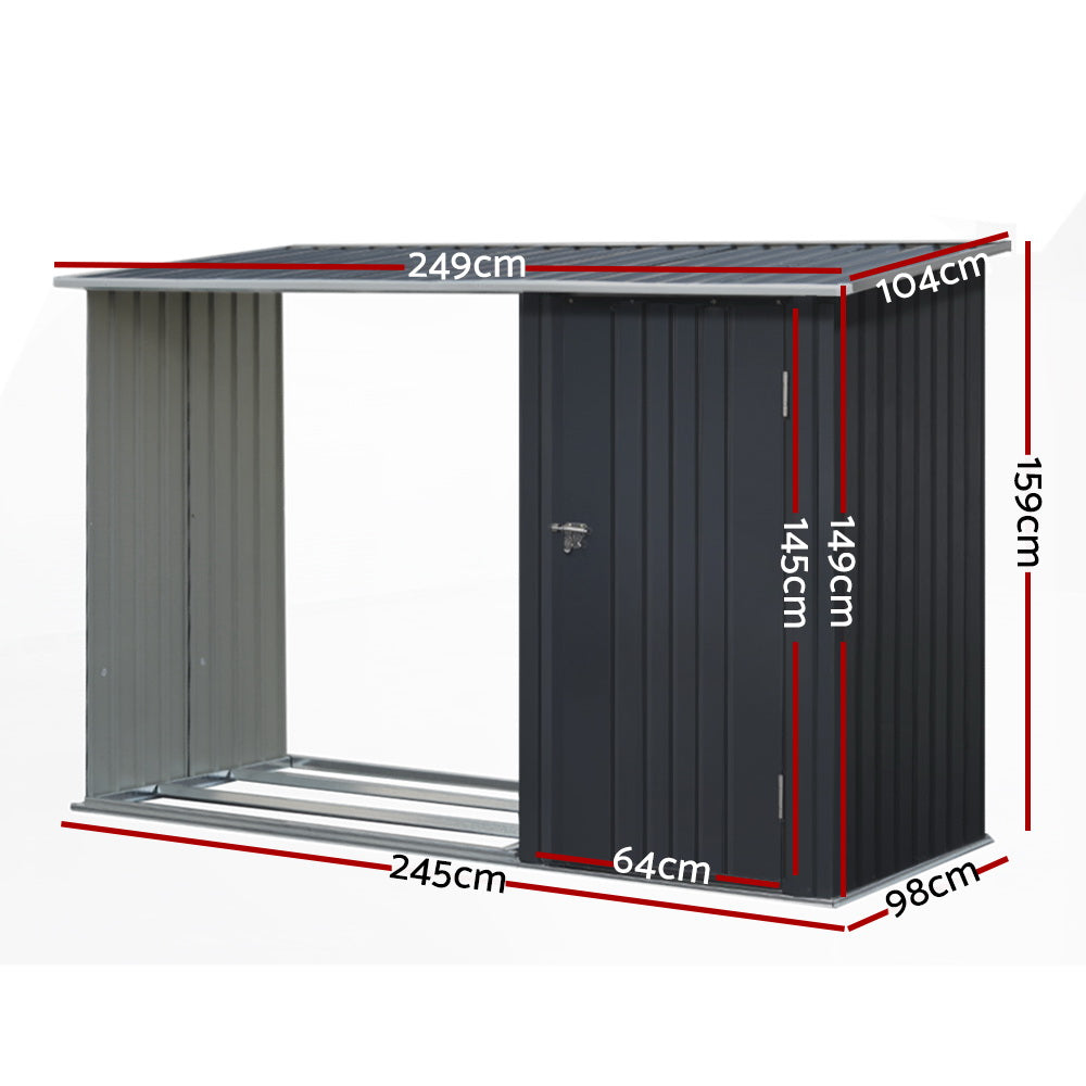 Giantz Garden Shed 2.49x1.04M Sheds Outdoor Tool Storage Workshop House Steel 2 in 1