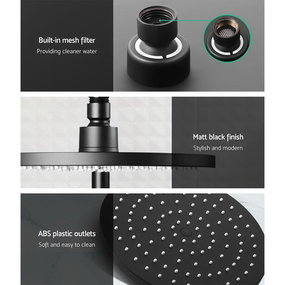 Cefito 9'' Rain Shower Head Set Handheld Round High Pressure Twins Tap Black