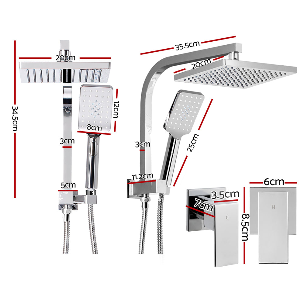 Cefito 8'' Rain Shower Head Set Handheld Round High Pressure wins Tap�Chrome