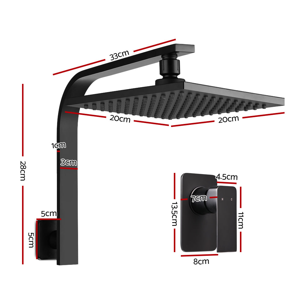 Cefito 8'' Rain Shower Head Wall Arm Square High Pressure Mixer Tap Black