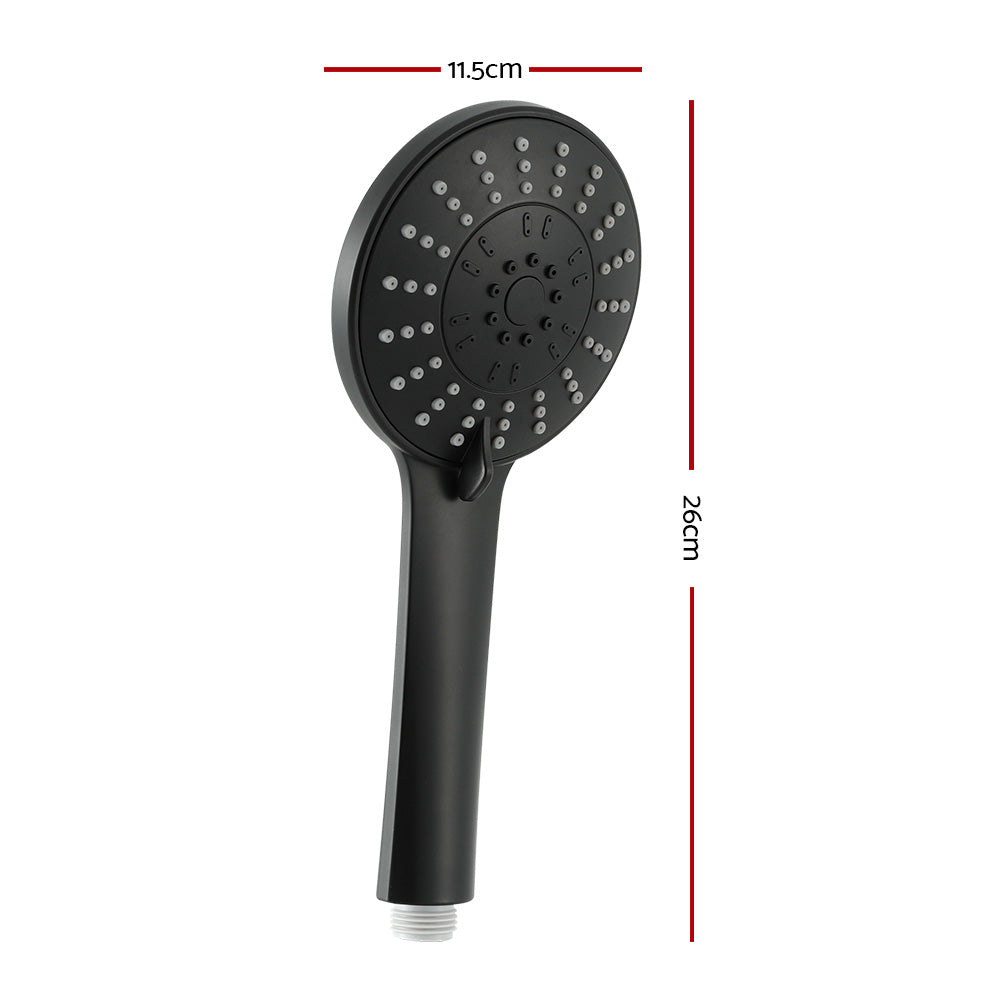 Handheld Shower Head 4.5" High Pressure 5 Modes Poweful Round Black